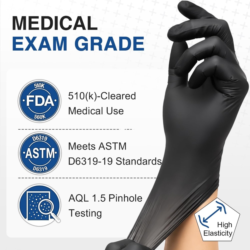 Exam Glove Nitrile - Tek Kullanımlık Siyah Nitril Eldivenler Pudrasız