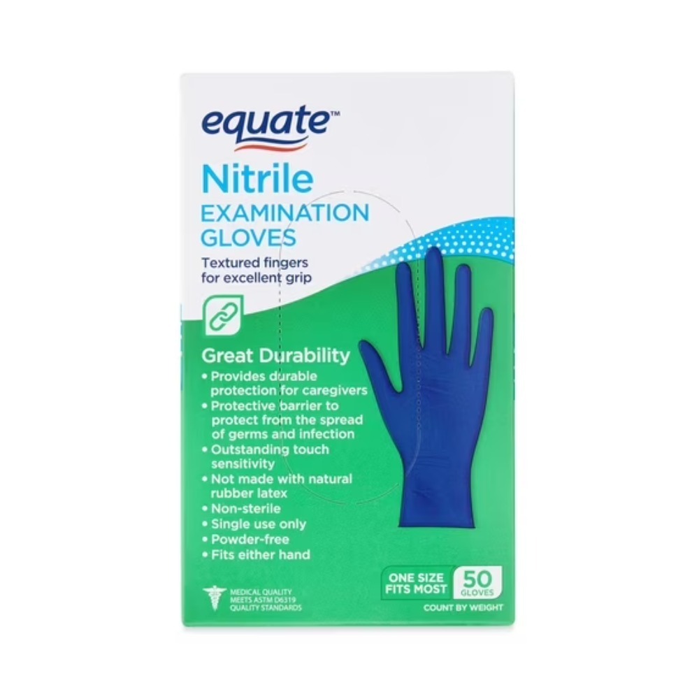 Exam Glove Nitrile - Equate Nitril Muayene Eldivenleri, Tek Beden