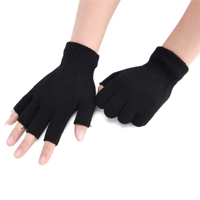 HOT！Şık Erkek Siyah Örme Esnek - Fingerless Glove Knit incelemesi ve fiyatı