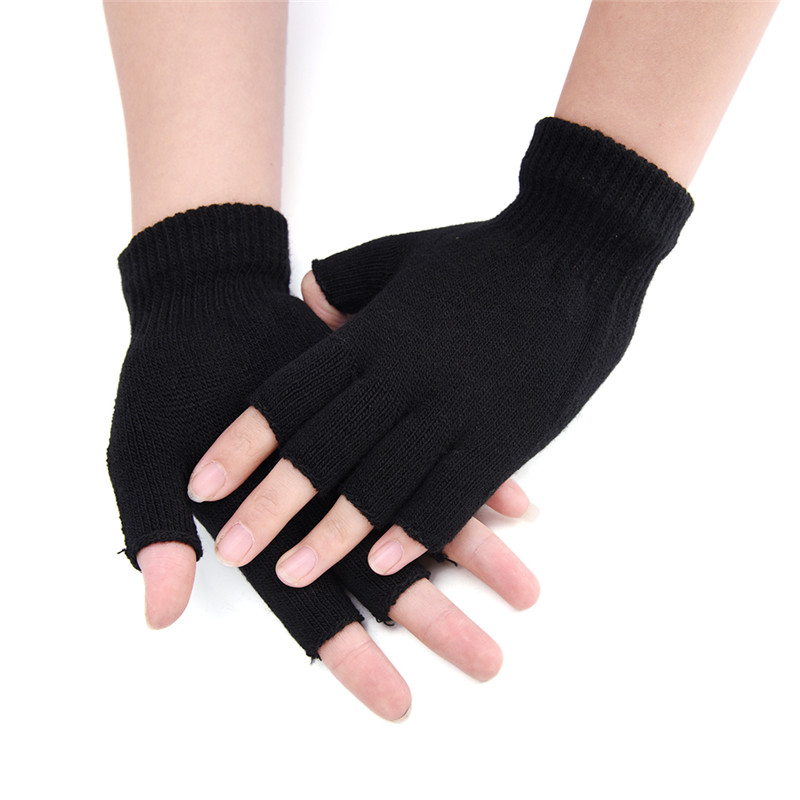 HOT！Şık Erkek Siyah Örme Esnek - Fingerless Glove Knit incelemesi ve fiyatı