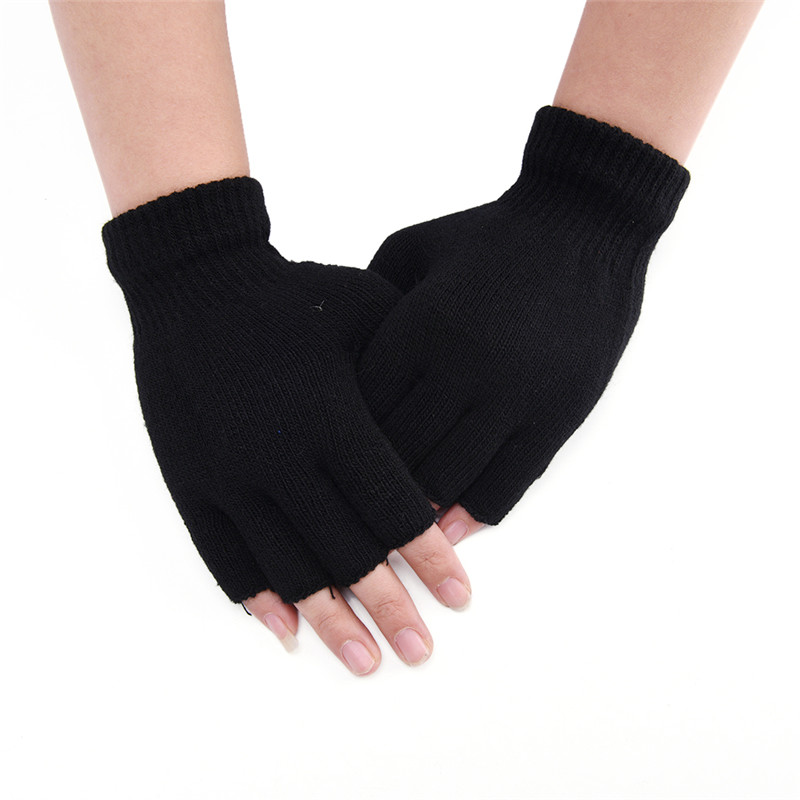 HOT！Şık Erkek Siyah Örme Esnek - Fingerless Glove Knit incelemesi ve fiyatı