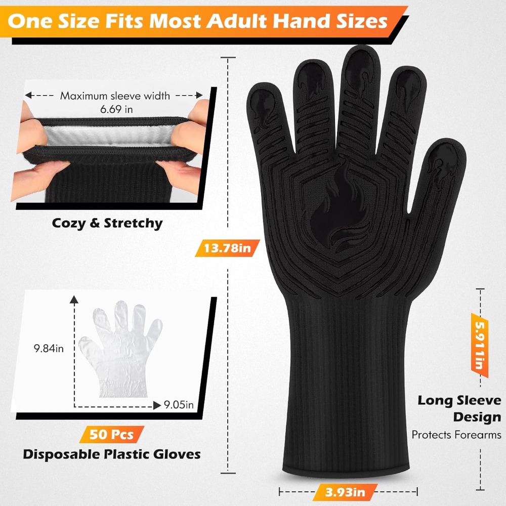 Barbekü Eldivenleri, 1472 ° F  - Oven Mitt Silicone incelemesi ve fiyatı
